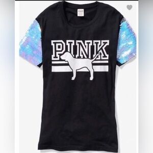 PINK Victoria’s Secret  T-Shirt with mermaid Sequin Sleeves XS